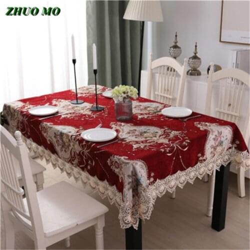 Luxury Chenille Tablecloth Embroidered Rectangular Table Cloth for Weding Banquet Jacquard Table Cover for Home decoration