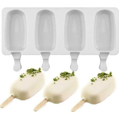 4 Hole Silicone Frozen Ice Cream Mold Nontoxic Odor-free Smooth Sleek Juice Popsicle Maker Ice Lolly Pop Mould Kitchen Tools