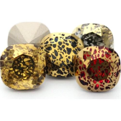 Nerw Gold Patina K9 Rhinestones Stones Applique Glass Crystal Accessories Fat Square For Clothing DIY Jewelry Craft Decoration