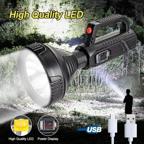 Outdoor LED searchlight 2 modes USB rechargeable portable camping hunting light adjustable waterproof handheld flashlight