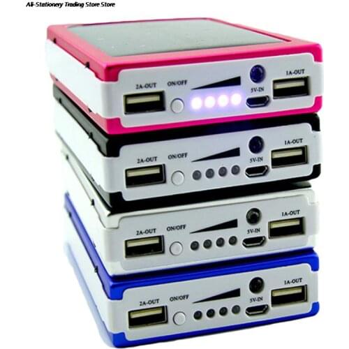 1set 5x18650 Powerbank Cover Power Bank 18650 Solar Power Bank Case DIY Box Dual USB Kit Phone Charger Flashlight