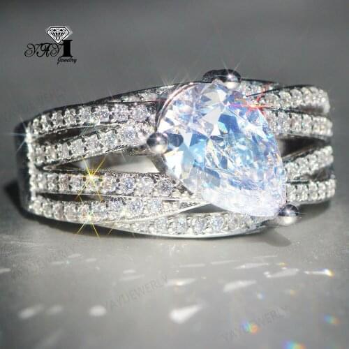 YaYI Jewelry Fashion Princess Cut Prong Setting White AAA+ Cubic Zirconia Silver Color Engagement Wedding Precious Gift Rings