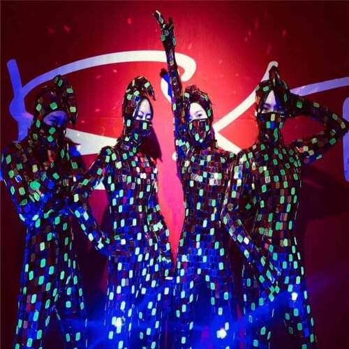 M451 Women ballroom dance costumes party stage show catwalk performance wears dress Mosaic mirror clothe jumpsuit bar outfits dj
