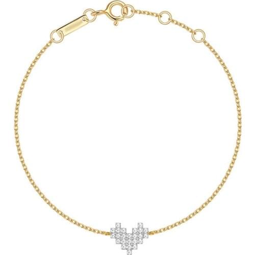 Fashion 925 Sterling Silver Yellow Gold Color Love Heart Bracelet Micro Zircon Stones for Women Girls Party Jewelry Gift
