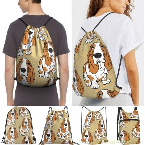 Basset Hound Women Purpose Drawstring Backpack Bags Men Outdoor Travel Backpacks For Gym Training Swimming Fitness Bag