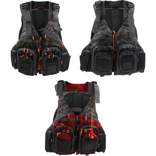 Fly Fishing Vest Adjustable Breathable Mesh Trout Fishing Gear Outdoor Sports Fly Swimming Vest Swimming Life Safety Waistcoat