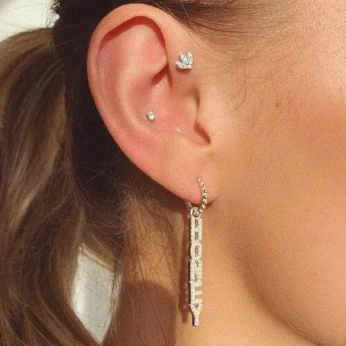 Gold Silver Color HONEY Letters Earring Pendant Inset Clear Mini CZ Zircon Handing on Hook Dangle Earrings Women Fashion Jewelry