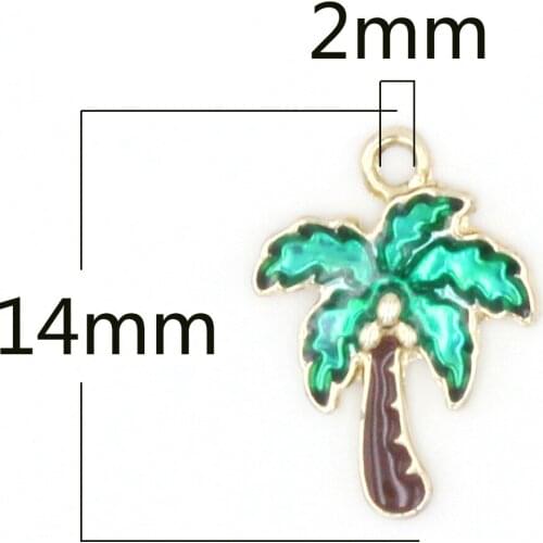 10pcs/Lot Coconut Tree Diy Handmade Oil Enamel Charms Design for Jewelry Making Earring Bracelet or Necklace