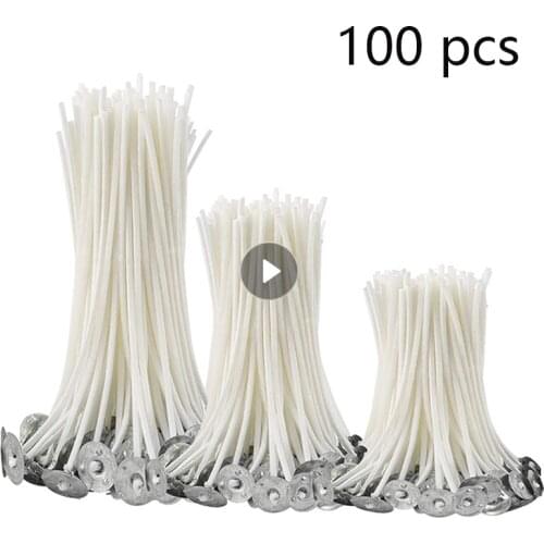 100Pcs Candle Wicks Candle Making Smokeless Wax Pure Cotton Core 2.5/4/5/6/7/9/15/20cm DIY Candle Making Pre Waxed Wicks Party