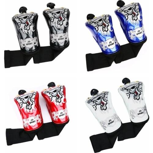 2PCS/set PU Skull Hybrid Head Cover For Golf UT Hybrid Head red/blue/black/white Golf UT Cover #2#3#4#5#6#UT