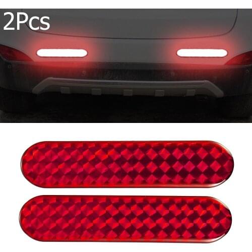 2Pcs Sign Red Night Lamp Alarm Car Reflective Strips Door Bumper front and rear Sticker Safety Mark Warning Tape Anti-collision