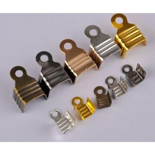 2000Pcs Cove Clasps Cord End Caps String Ribbon Leather Clip Tip Fold Crimp Bead Connectors For Jewelry Making DIY Supplies