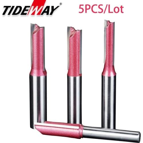 5PCS/SET Router Bit CNC Woodworking Tool 6mm 8mm Shank Industrial Grade Straight Bits Tungsten Carbide Milling Cutters for Wood