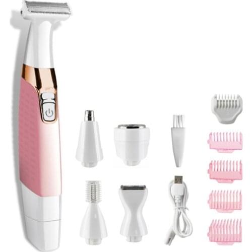 5 in 1 Nose Hair Trimmer Electric Eyebrow Shaving Removal Cutter Cordless for Women Face Body Underarms Care Repair Tool