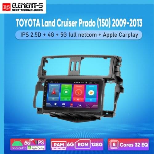 ELEMENT-5 7" 2G+32G Android 8,9,10 4G WIFI RDS DSP Car Radio For TOYOTA Land Cruiser Prado (150) 2009-2013, Navigation GPS HIFI