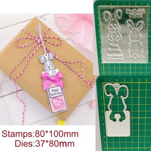 Bunny Rabbit Front and Back Tag Metal Cutting Dies and Stamps DIY Scrapbooking Photo Album Decorative Embossing Paper Cards