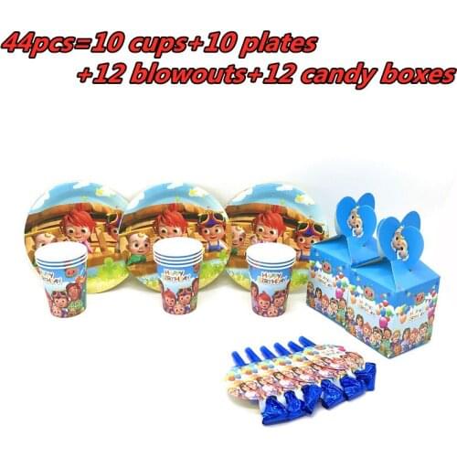 Baby Shower Cocomelon Theme Party Favors Decorations with Candy Box Cartoon Disposable Tableware Sets Birthday Party Supplies