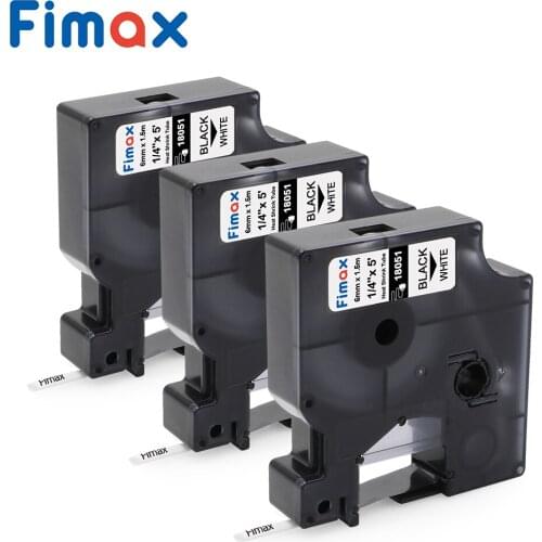 Fimax 3 Pcs Compatible for Dymo Industrial Heat Shrink Tube 18051 18052 6mm for 18053 18054 18055 18056 DYMO Rhino Label Printer