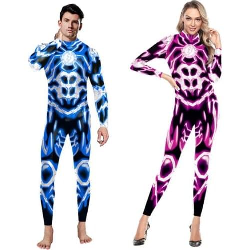Superhero Cosplay Costume Long Sleeve Printing Jumpsuits Flexible Halloween Rompers Fitness Party Zentai Bodysuits for Women Men