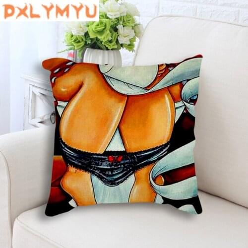 Linen pillowcase obese womans fashion life painting printed cushion seat sofa chair decorative cushion throw pillow home decor