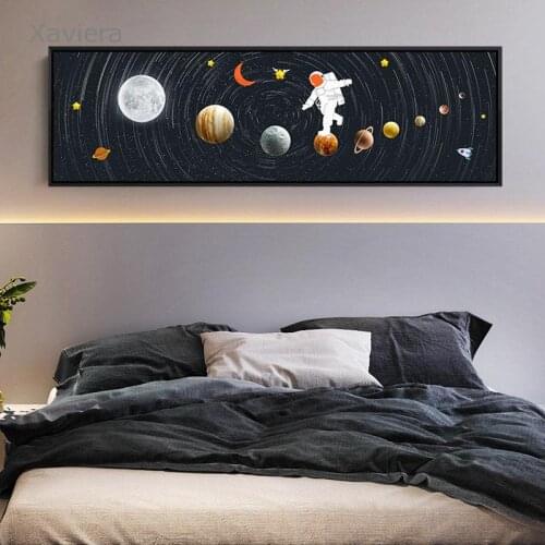 Cartoon Abstract Astronaut Spacewalk Posters and Prints Solar System Planetary Canvas Painting Nordic Style Bedside Decoration