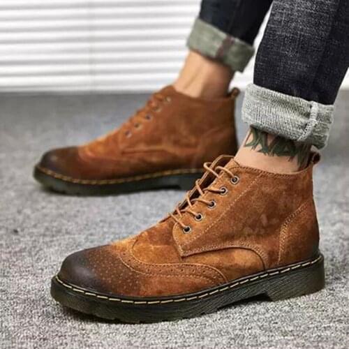 Mens Ankle Boots Vintage Plush Winter Warm Outdoor Hiking Shoes For Men Waterproof Hard Wearing Big Size Soft Mens Casual Shoe