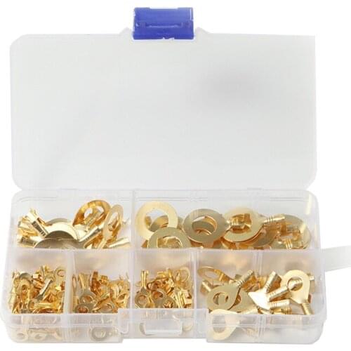 150pcs Cold Pressed Terminal Box Combination Box Gold Ring Type Terminals Set M3 M4 M5 M6 M8 M10