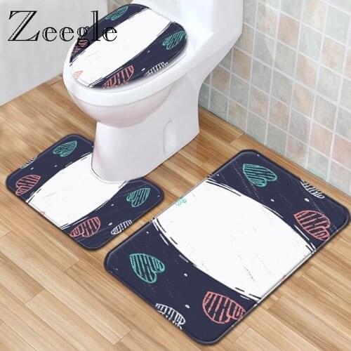 Zeegle Microfiber Bathroom Mat Set Modern Bath Mat Anti-slip Absorbent Shower Room Mat Toilet Floor Rug Washable Bathroom Mat