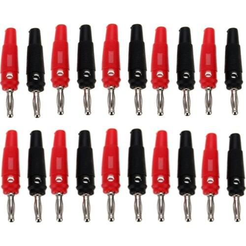 10 pairs 4mm Red + Black Banana Plug Connector Adapter Nickel Plated Banana Plugs for Speaker Audio New