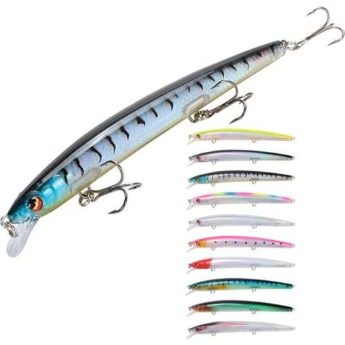 1PC Minnow 14cm 15g Hard Fishing Lure SuspendingBait Wobbler high quality Treble Hook whopper bass lures pike baits winter goods