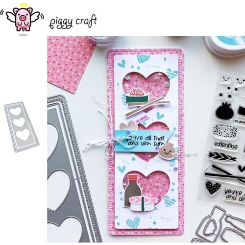 Piggy Craft metal cutting dies cut die mold Heart rectangular frame Scrapbook paper craft knife mould blade punch stencils dies