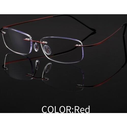 Unisex Rimless Titanium Reading Glasses Square Frame Presbyopia Glasses Women Men Flexible Prescription Eyeglasses +1.00-+3.50