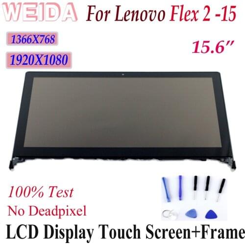 WEIDA LCD Replacment For lenovo Flex 2 -15 LCD Display Touch Screen Assembly Frame Flex2-15 1920X1080 1366X768