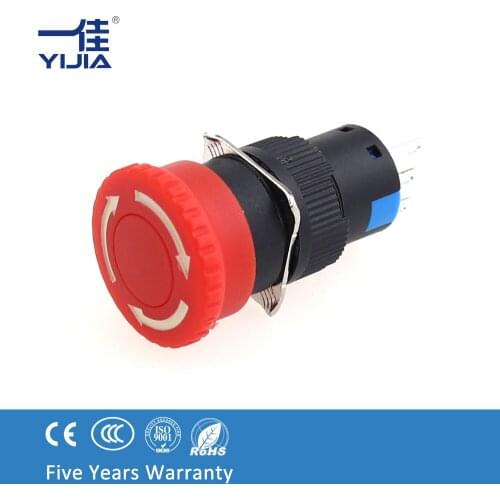 YIJIA 16MM Emergency stop push button switch 1NO 1NC or 2NO 2NC