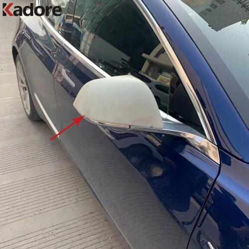 Rearview Mirror Cover Trim For Tesla Model 3 2018 2019 2020 2021 Carbon Fiber Door Mirrors Frame Covers Car Accessories 2pcs