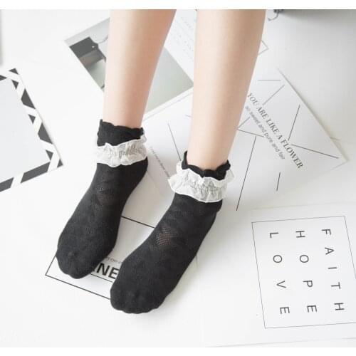Cotton Simulation Silk Women Socks Girl Lolita Jk Lovely Sweet Cotton Socks Japanese Lace Princess Lace Socks