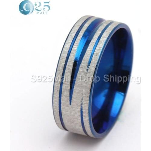 316L stainless steel ring for women/men classic blue color 8mm finger rings jewelry Fashion men wedding rings jewelry