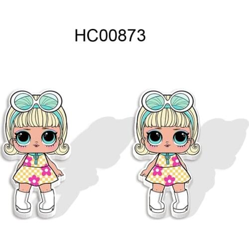 Cute Cartoon Surprise Girls Doll Earrings Resin Epoxy Stud Earrings for Women Charm Gift Print Earring