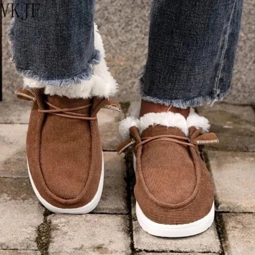 Women Winter Warm Loafers Ladies Short Plush Flats Female Slip on Platform Casual Shoes Comfort Soft Hot Fluffy Moccasin