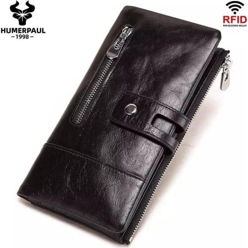 Genuine Leather Womens Clutch Wallet Long Zipper Hasp Wallets Female Casual Fashion Designer Money Clips Coin Purse Card Holder