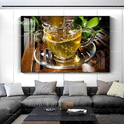 1 Pieces Tea Cup Wall Art Posters For Kitchen Decor HD Print Canvas Oil Paintings For Living Room Home Decor Pictures