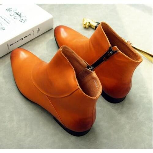 2 colour Fashion men zip Ankle boots Genuine Leather pointed toe brushed Martin boots party wedding shoes