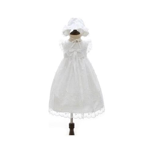 2 Pieces Baby Girl White Dresses 1st Birthday Newborn Baby Christening Dress Party Wedding Lace Gown Toddler Baptism