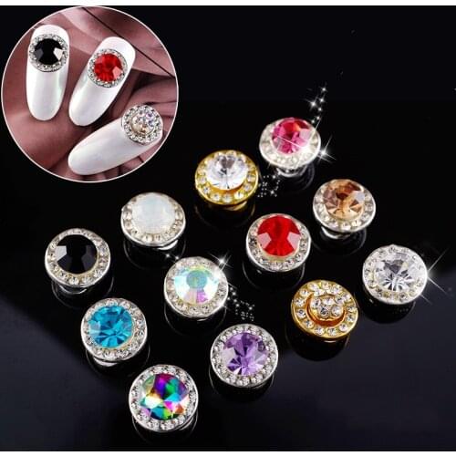 5pcs Shiny Nail Rhinestones Rotatable Crystal Transfer Diamond Back Flat For Nail Art Gemstone Accessories Jewelry Charms JA3