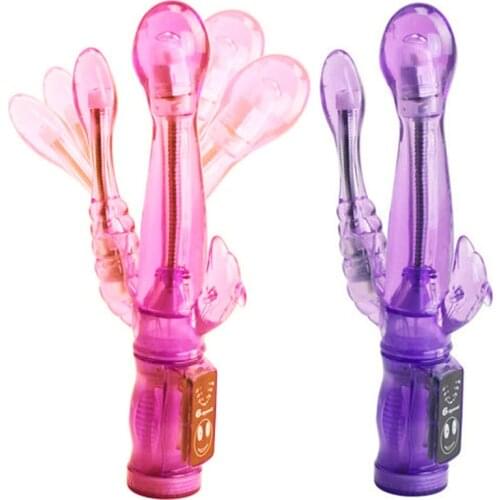 6speed Triple anal clit Vibrator 3 rabbit Massager BUTT Masturbation G-spot Orgasm Stick adjustable Vibrating Sex Toys for women