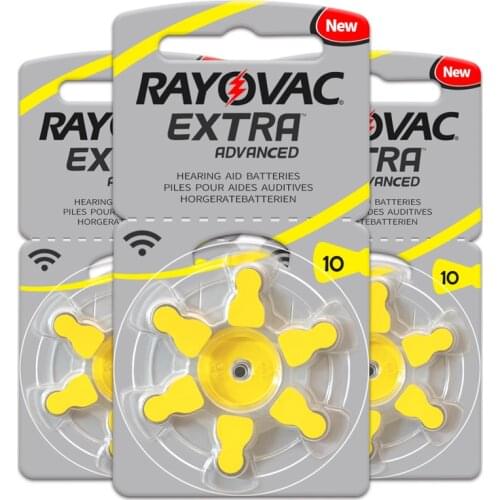 60 PCs/1 box RAYOVAC EXTRA-A10 Zinc air battery 1,45 V batteries for hearing aid