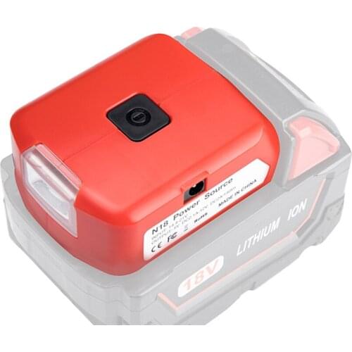 Battery Adapter For Milwaukee 18V Battery USB Charger Power Source with USB&Type C Port DC 12V/2A LED Light For Heated Jacket