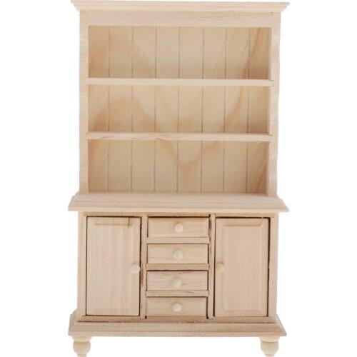 Doll House Accessories,1/12 Mini Bookshelf Cupboard Cabinet Model Kids Handmade Educational Toys