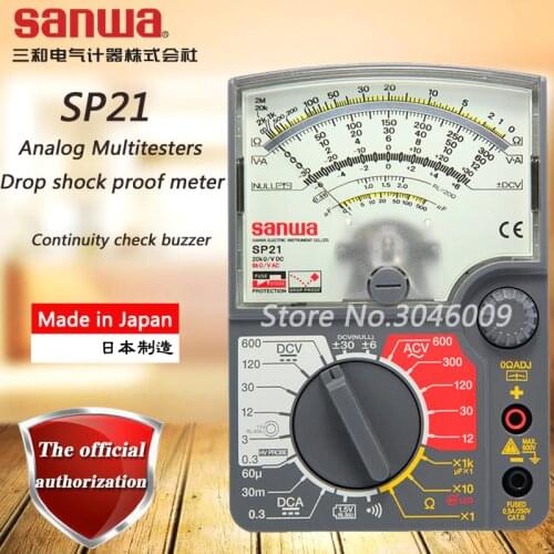 Sanwa SP21 Analog Multitesters, multi-function / multi-range pointer multimeter zero center instrument off beep battery check