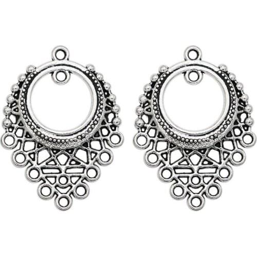 Antique Silver Plated Connectors Pendant Jewelry Making Findings Accessories DIY Handmade Craft 24x33mm